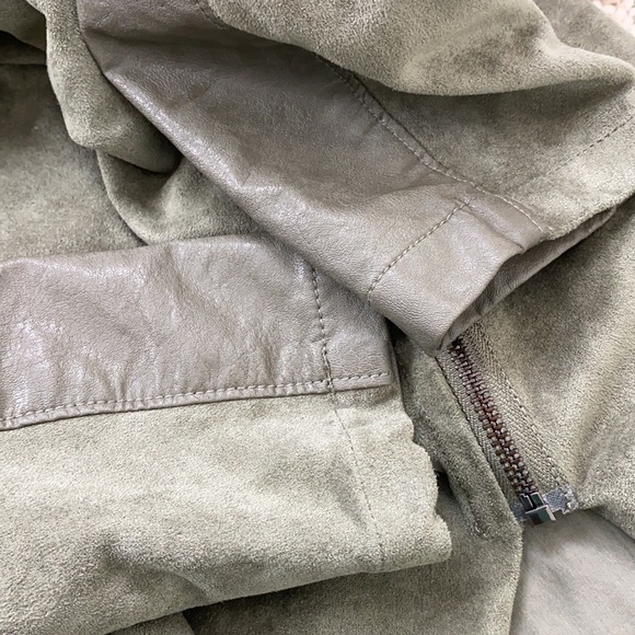 BLANKNYC Olive Green Vegan Leather Suede Drape Moto Jacket Fall Winter Boho - Picture 10 of 10